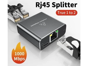 RJ45 Splitter Adapter Gigabit 1000Mbps Ethernet Splitter 1 to 2 RJ45 8P8C LAN Connector Extender with USB Power Cable 2 Devices Simultaneous Networking for Cat5/5e/6/7/8 Cable PC TV Box ADSL RJ45 Splitter Adapter Gigabit 1000Mbps Ethernet Splitter 1 to 2 RJ45 8P8C LAN Connector Extender with USB Power Cable 2 Devices Simultaneous Networking for Cat5/5e/6/7/8 Cable PC TV Box ADSL