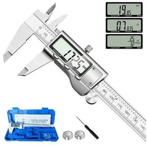 6 Inch Digital Vernier Caliper Measuring Tool Stainless Steel Digital Micrometer 0-150 mm Range Large LCD Screen Inch Metric Fraction Conversion 4 Measurement Modes Zero Setting for DIY Household 6 Inch Digital Vernier Caliper Measuring Tool Stainless Steel Digital Micrometer 0-150 mm Range Large LCD Screen Inch Metric Fraction Conversion 4 Measurement Modes Zero Setting for DIY Household