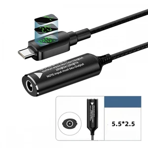 DC Jack 5.5x2.5mm Input to USB-C Type-C Power 140W Smart LED Display Charge Cable for Laptop Phone PD 9V/5V/20V/7A QC2.0 QC3.0 DCP FCP AFC SCP USB PD 21cm DC Jack 5.5x2.5mm Input to USB-C Type-C Power 140W Smart LED Display Charge Cable for Laptop Phone PD 9V/5V/20V/7A QC2.0 QC3.0 DCP FCP AFC SCP USB PD 21cm