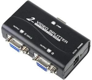 1X2 VGA Splitter 1 Input 2 Output 2 Port High Resolution Video Splitter HUB 250MHz 1920x1440@60Hz DDC DDC2 DDC2B Compatible 100ft/30m Transmission 3 Daisy Chained for Computer Monitors 1X2 VGA Splitter 1 Input 2 Output 2 Port High Resolution Video Splitter HUB 250MHz 1920x1440@60Hz DDC DDC2 DDC2B Compatible 100ft/30m Transmission 3 Daisy Chained for Computer Monitors