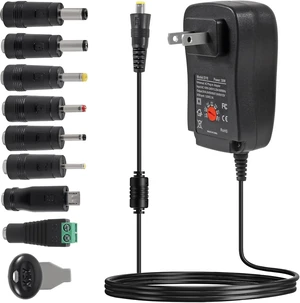 30W Universal AC/DC Adapter Power Supply Adjustable Voltage 3V 4.5V 5V 6V 7.5V 9V 12V 100-240V 50/60Hz with 8 Selectable Tips USB Port 1.2A Overvoltage Protection for Household Electronics 30W Universal AC/DC Adapter Power Supply Adjustable Voltage 3V 4.5V 5V 6V 7.5V 9V 12V 100-240V 50/60Hz with 8 Selectable Tips USB Port 1.2A Overvoltage Protection for Household Electronics