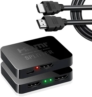 4K UHD 1 Input 2 Output HDMI Mirror Display Splitter Dual Screen Video Signal Duplicator for Monitors TVs and Projectors Plug-and-Play with 5FT HDMI Cable 4K UHD 1 Input 2 Output HDMI Mirror Display Splitter Dual Screen Video Signal Duplicator for Monitors TVs and Projectors Plug-and-Play with 5FT HDMI Cable