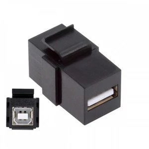 USB 2.0 Type-A Female to Type-B Female Keystone Jack Coupler Adapter 480 Mbps Data and Power Extension Connector for Modular Wall Plates Patch Panels and USB Cable Connections USB 2.0 Type-A Female to Type-B Female Keystone Jack Coupler Adapter 480 Mbps Data and Power Extension Connector for Modular Wall Plates Patch Panels and USB Cable Connections