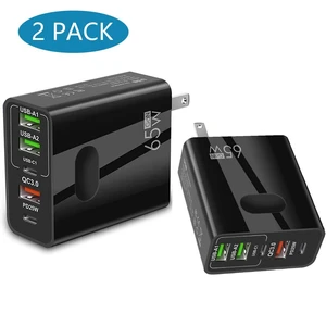 65W Wall Charger Block 2 Pack 5 Port Power Adapter with 3 USB-A and 2 USB-C PD 25W QC 3.0 Fast Charging Plug for Smartphones Tablets Home Office Travel Black 65W Wall Charger Block 2 Pack 5 Port Power Adapter with 3 USB-A and 2 USB-C PD 25W QC 3.0 Fast Charging Plug for Smartphones Tablets Home Office Travel Black