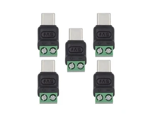 USB-C Male Plug to 2-Pin Screw Terminal Adapter Solderless Power Wiring Connector for DC 5V 3A USB 2.0 Power Reversible USB-C Power Plug for DIY OEM Repair 5 Pieces USB-C Male Plug to 2-Pin Screw Terminal Adapter Solderless Power Wiring Connector for DC 5V 3A USB 2.0 Power Reversible USB-C Power Plug for DIY OEM Repair 5 Pieces