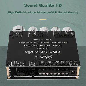 XY-S100L Bluetooth 5.0 2.1 Channel Power Audio Stereo Amplifier Board 50W x2 + 100W Subwoofer and Speaker Power Amplifier Bluetooth Stereo Audio AMP Board XY-S100L Bluetooth 5.0 2.1 Channel Power Audio Stereo Amplifier Board 50W x2 + 100W Subwoofer and Speaker Power Amplifier Bluetooth Stereo Audio AMP Board