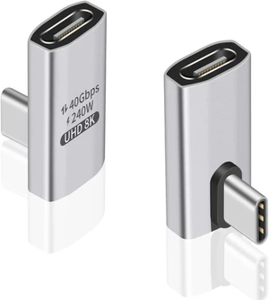 USB C Right Angle Adapter 240W 40Gbps USB C to USB C Adapter with 8K@60Hz Video and Audio Output 90 Degree L-Shaped USB C Connector for Thunderbolt 4/3 and USB4 Cable Devices USB C Right Angle Adapter 240W 40Gbps USB C to USB C Adapter with 8K@60Hz Video and Audio Output 90 Degree L-Shaped USB C Connector for Thunderbolt 4/3 and USB4 Cable Devices