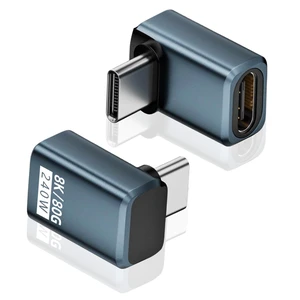 USB C 90 Degree Adapter Type C Extender 80Gbps Bidirectional Data Transfer 240W PD 3.1 Fast Charging 8K@60Hz Video Thunderbolt 5/4 USB4 Support for iPhone 15 MacBook iPad E-Marker 2-Pack USB C 90 Degree Adapter Type C Extender 80Gbps Bidirectional Data Transfer 240W PD 3.1 Fast Charging 8K@60Hz Video Thunderbolt 5/4 USB4 Support for iPhone 15 MacBook iPad E-Marker 2-Pack