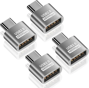 USB-C to USB-A Adapter 10Gbps Type-C Male to USB-A Female Extension Adapter OTG Data Transfer and Charging Converter for Phones Laptops Keyboards Silver 4 Pack USB-C to USB-A Adapter 10Gbps Type-C Male to USB-A Female Extension Adapter OTG Data Transfer and Charging Converter for Phones Laptops Keyboards Silver 4 Pack