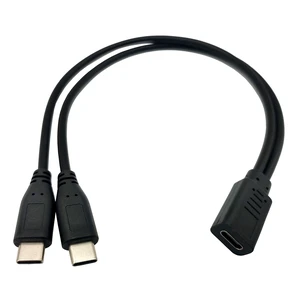 USB-C Female to Dual Male Y Charging Splitter Cable Type-C 1 to 2 Charging Extension Converter 3A 15W Charge Only No Data Transfer PVC Nickel Plated Connectors for Two Devices 1 Foot USB-C Female to Dual Male Y Charging Splitter Cable Type-C 1 to 2 Charging Extension Converter 3A 15W Charge Only No Data Transfer PVC Nickel Plated Connectors for Two Devices 1 Foot
