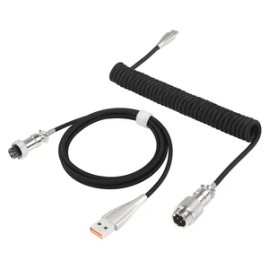 Coiled Type-C to USB A Keyboard Cable with Detachable GX12-4Pin Aviation Connector Double-Sleeved Wire for Gaming Keyboards USB C Data Sync Black 1.4m/55inch 15cm Coil 20mm ID 1.5m/59in Straight Cable Coiled Type-C to USB A Keyboard Cable with Detachable GX12-4Pin Aviation Connector Double-Sleeved Wire for Gaming Keyboards USB C Data Sync Black 1.4m/55inch 15cm Coil 20mm ID 1.5m/59in Straight Cable