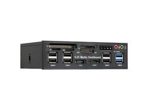 5.25 Inch Internal Front Panel Media Dashboard with USB 3.0 Hub 5-in-1 Card Reader eSATA SATA Ports 2 USB 3.0 Ports 6 USB 2.0 Ports SD CF TF M2 MMC MS Front Audio Speaker Microphone Black 5.25 Inch Internal Front Panel Media Dashboard with USB 3.0 Hub 5-in-1 Card Reader eSATA SATA Ports 2 USB 3.0 Ports 6 USB 2.0 Ports SD CF TF M2 MMC MS Front Audio Speaker Microphone Black