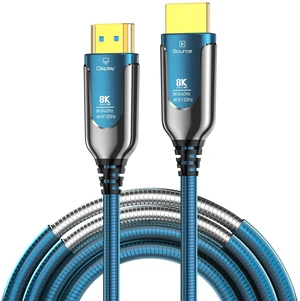 8K Fiber Optic HDMI 2.1 Cable 48Gbps Active HDMI to HDMI Male-to-Male Cable 8K@60Hz 4K@120Hz Ultra High Speed Video Cable with Metal Armor TPE Jacket One-Way Source to Display 50Ft 8K Fiber Optic HDMI 2.1 Cable 48Gbps Active HDMI to HDMI Male-to-Male Cable 8K@60Hz 4K@120Hz Ultra High Speed Video Cable with Metal Armor TPE Jacket One-Way Source to Display 50Ft