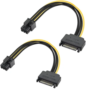 18AWG SATA 15 Pin Male to PCIe 6 Pin Power Adapter Cable for Graphics Card PCI Express Video Card Power Supply Cable with Keyed Connector Internal Computer PSU Cable 2 Pack 18AWG SATA 15 Pin Male to PCIe 6 Pin Power Adapter Cable for Graphics Card PCI Express Video Card Power Supply Cable with Keyed Connector Internal Computer PSU Cable 2 Pack