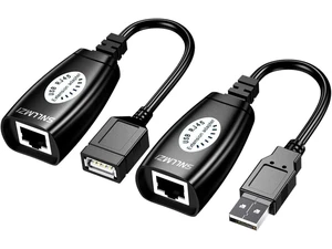 USB 2.0 Over RJ45 Extender Adapter USB to Cat5/Cat5e/Cat6 Ethernet Extension Cable Adapter Plug and Play USB Device Extension for Cameras Printers Keyboards and Mice up to 150 ft No Power Needed USB 2.0 Over RJ45 Extender Adapter USB to Cat5/Cat5e/Cat6 Ethernet Extension Cable Adapter Plug and Play USB Device Extension for Cameras Printers Keyboards and Mice up to 150 ft No Power Needed