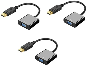 DisplayPort to VGA Adapter Male to Female Converter Cable 1080p @ 60Hz 2048 x 1152 PC Graphics Resolution Latching DP Connector Quad-Shielded PVC Jacket for Monitors and Projectors 3 PCS DisplayPort to VGA Adapter Male to Female Converter Cable 1080p @ 60Hz 2048 x 1152 PC Graphics Resolution Latching DP Connector Quad-Shielded PVC Jacket for Monitors and Projectors 3 PCS