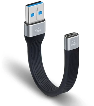 USB Type-C Female to USB-A Male Adapter Cable USB 3.2 Gen 2 10Gbps Data Sync Cable with 3A/20V Charging Soft Flat FPC USB-C to USB 3.0 Adapter for iPhone Samsung Galaxy MacBook