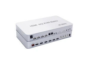 4K 60Hz HDMI KVM Matrix Switch with 4 HDMI Inputs and 2 Outputs Dual Monitor Extended Display USB 2.0 Keyboard Mouse Control for 4 Computers Audio Extractor with Optical Fiber and 3.5mm Output 4K 60Hz HDMI KVM Matrix Switch with 4 HDMI Inputs and 2 Outputs Dual Monitor Extended Display USB 2.0 Keyboard Mouse Control for 4 Computers Audio Extractor with Optical Fiber and 3.5mm Output