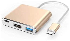 USB-C to HDMI Adapter 4K 3840x2160P/30Hz Thunderbolt 3 Compatible Digital AV Multiport Adapter USB 3.0 Port PD Quick Charging Port 5Gbps Hub for MacBook iPad Pro S20 S10+ Projector Gold USB-C to HDMI Adapter 4K 3840x2160P/30Hz Thunderbolt 3 Compatible Digital AV Multiport Adapter USB 3.0 Port PD Quick Charging Port 5Gbps Hub for MacBook iPad Pro S20 S10+ Projector Gold