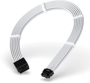 16-Pin 12+4 12VHPWR PCIe 5.0 GPU Power Cable Extension 16AWG Male to Female Graphics Card Power Extension Cord 600W Copper Sleeved Cable for 1 to 4 8-Pin Power Adapter White with 4 Cable Combs 16-Pin 12+4 12VHPWR PCIe 5.0 GPU Power Cable Extension 16AWG Male to Female Graphics Card Power Extension Cord 600W Copper Sleeved Cable for 1 to 4 8-Pin Power Adapter White with 4 Cable Combs