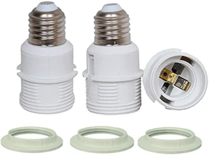 E26 to E26 Socket Extender E27/E26 Lamp Holder Adapter with Lampshade Ring 110-250V 4A 200W Flame Retardant PBT Copper Connector Incandescent CFL LED Bulbs 36.5mm Diameter 76.0mm Height 3-Pack E26 to E26 Socket Extender E27/E26 Lamp Holder Adapter with Lampshade Ring 110-250V 4A 200W Flame Retardant PBT Copper Connector Incandescent CFL LED Bulbs 36.5mm Diameter 76.0mm Height 3-Pack