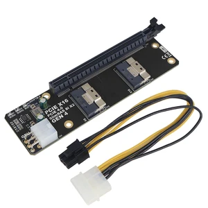 JHHP1B PCIe 4.0/3.0 x16 to 2-Port SlimSAS 8i SFF8654 Adapter Card PCIe Gen4 Riser Board for 4x NVMe SSD or 4x U.2 Drive Connection Full-Bandwidth Graphics Card Support PCIe Splitting BIOS Required JHHP1B PCIe 4.0/3.0 x16 to 2-Port SlimSAS 8i SFF8654 Adapter Card PCIe Gen4 Riser Board for 4x NVMe SSD or 4x U.2 Drive Connection Full-Bandwidth Graphics Card Support PCIe Splitting BIOS Required