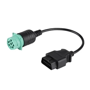 J1939 OBD2 Diagnostic Cable Adapter 9-Pin OBD Port to 16-Pin Male Connector Extension Cable Professional Heavy-Duty Truck Diagnostics Tool Black Housing with Green 9-Pin End J1939 OBD2 Diagnostic Cable Adapter 9-Pin OBD Port to 16-Pin Male Connector Extension Cable Professional Heavy-Duty Truck Diagnostics Tool Black Housing with Green 9-Pin End