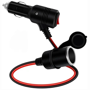 Vehicle Cigarette Lighter Female Socket Power Supply Extension Cable 12-24V Input and Output 15A 120W with Switch Indicator Light and Built-in 15A Fuse for Charging 1.64FT/50CM Vehicle Cigarette Lighter Female Socket Power Supply Extension Cable 12-24V Input and Output 15A 120W with Switch Indicator Light and Built-in 15A Fuse for Charging 1.64FT/50CM