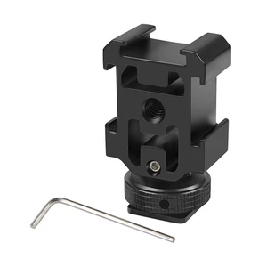 Triple Hot Shoe Adapter Bracket Aluminum Alloy 3-Head Cold Shoe Extension with Bottom 1/4 Screw Hole DSLR Camera LED Video Microphone Flash Light Tripod Holder Black 5.1 x 3 x 2.5cm Triple Hot Shoe Adapter Bracket Aluminum Alloy 3-Head Cold Shoe Extension with Bottom 1/4 Screw Hole DSLR Camera LED Video Microphone Flash Light Tripod Holder Black 5.1 x 3 x 2.5cm