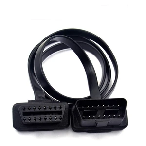 OBD2 16 Pin J-1962 Male to Female Extension Cable Thin Flat 2FT/60cm Car Diagnostic Tool Cable with Molded Connectors for Vehicle On-Board Diagnostics and Coding Black OBD2 16 Pin J-1962 Male to Female Extension Cable Thin Flat 2FT/60cm Car Diagnostic Tool Cable with Molded Connectors for Vehicle On-Board Diagnostics and Coding Black