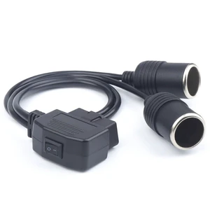 16-Pin OBD2 Power Adapter Cable Dual 12V Cigarette Lighter Female Sockets with Independent Switch 18AWG Vehicle Power Supply Extension for Car Truck RV 1.8FT/50cm 16-Pin OBD2 Power Adapter Cable Dual 12V Cigarette Lighter Female Sockets with Independent Switch 18AWG Vehicle Power Supply Extension for Car Truck RV 1.8FT/50cm