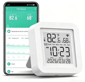 WiFi Temperature Humidity Monitor Smart Thermometer Hygrometer with LCD Display 2.4GHz Indoor Climate Sensor App Alerts and Data Export USB Powered Compatible with Google Home WiFi Temperature Humidity Monitor Smart Thermometer Hygrometer with LCD Display 2.4GHz Indoor Climate Sensor App Alerts and Data Export USB Powered Compatible with Google Home