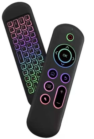 M5 Bluetooth 5.2 Wireless Air Mouse Remote Control 2.4G Wireless Keyboard with Gyroscope and 7 Color Backlight Compatible with Windows/Linux Devices Colorful M5 Bluetooth 5.2 Wireless Air Mouse Remote Control 2.4G Wireless Keyboard with Gyroscope and 7 Color Backlight Compatible with Windows/Linux Devices Colorful