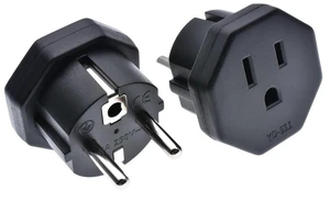 CEE7/7 Schuko to NEMA 5-15R Plug Adapter European 3-Prong Male to US/Canada 3-Prong Female Socket 16A 250V Power Converter CE ROHS Certified Travel Electrical Adapter for France Germany 2 Pack Black CEE7/7 Schuko to NEMA 5-15R Plug Adapter European 3-Prong Male to US/Canada 3-Prong Female Socket 16A 250V Power Converter CE ROHS Certified Travel Electrical Adapter for France Germany 2 Pack Black