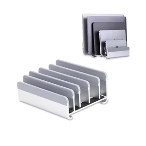 N17-7 Vertical Laptop Stand 5-Slot Aluminum Notebook Holder with Adjustable Width Multi-Device Desk Organizer for Laptops and Tablets Space-Saving Storage with Non-Slip Silicone Pads N17-7 Vertical Laptop Stand 5-Slot Aluminum Notebook Holder with Adjustable Width Multi-Device Desk Organizer for Laptops and Tablets Space-Saving Storage with Non-Slip Silicone Pads
