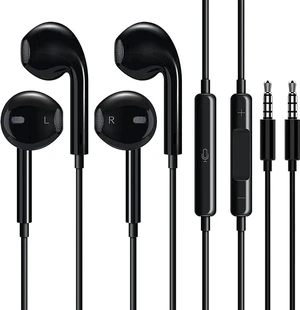 3.5mm Wired Earbuds with Built-in Microphone and Call Control Button Half In-Ear Stereo Bass Headphones Wired Earphones for iPhone 6/6S iPad Android MP3 MP4 Audio Devices 2 Pack 3.5mm Wired Earbuds with Built-in Microphone and Call Control Button Half In-Ear Stereo Bass Headphones Wired Earphones for iPhone 6/6S iPad Android MP3 MP4 Audio Devices 2 Pack