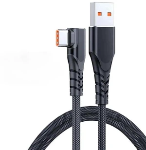 USB C to C Power Delivery Cable 3.3FT 90 Degree Right Angle Braided Type-C Charging Cord 66W 6A Fast Charging for iPhone 15 Samsung Galaxy S10 Google Pixel 7 and USB-C Electronics Black