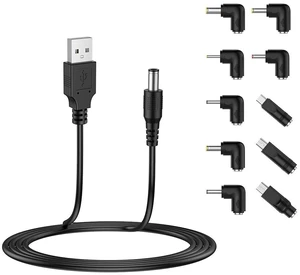USB to DC 5V Power Cable Universal DC Charging Cord with 5.5 x 2.1mm Plug 3A Output Cable for 5V Devices 10 Connector Tips Including Micro USB Type-C Mini USB and DC Sizes 5FT 1.5m USB to DC 5V Power Cable Universal DC Charging Cord with 5.5 x 2.1mm Plug 3A Output Cable for 5V Devices 10 Connector Tips Including Micro USB Type-C Mini USB and DC Sizes 5FT 1.5m