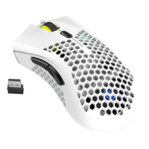 BM600 2.4G Wireless Rechargeable Optical Gaming Mouse 1600DPI 7-Button Ergonomic Honeycomb RGB Computer Mouse with Hollow Shell for Laptop PC Gaming White BM600 2.4G Wireless Rechargeable Optical Gaming Mouse 1600DPI 7-Button Ergonomic Honeycomb RGB Computer Mouse with Hollow Shell for Laptop PC Gaming White
