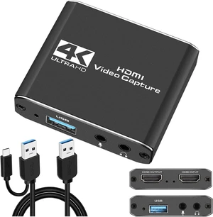 HDMI Video Capture Card 1080P 60FPS USB 2.0 Audio Capture Device with 4K@60FPS Input and 4K@30FPS Loop-Out 3.5mm Mic Input and Audio Output for Live Streaming Gaming Broadcast and Video Recording HDMI Video Capture Card 1080P 60FPS USB 2.0 Audio Capture Device with 4K@60FPS Input and 4K@30FPS Loop-Out 3.5mm Mic Input and Audio Output for Live Streaming Gaming Broadcast and Video Recording