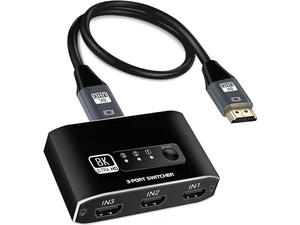 HDMI 2.1 Switch 3 in 1 Out 8K@60Hz HDMI Switcher Selector 4K@120Hz Ultra HD Video Switch Box with Button Control LED Indicators Dynamic HDR ARC and VRR for Game Consoles and Displays HDMI 2.1 Switch 3 in 1 Out 8K@60Hz HDMI Switcher Selector 4K@120Hz Ultra HD Video Switch Box with Button Control LED Indicators Dynamic HDR ARC and VRR for Game Consoles and Displays