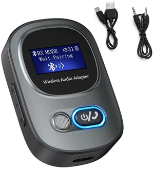 T68 Bluetooth 5.3 Audio Transmitter Receiver 2-in-1 AUX Wireless Audio Adapter with LED Display 300mAh Battery 10m Range Type-C Charging 7.5H RX/5H TX for TV Car Speakers T68 Bluetooth 5.3 Audio Transmitter Receiver 2-in-1 AUX Wireless Audio Adapter with LED Display 300mAh Battery 10m Range Type-C Charging 7.5H RX/5H TX for TV Car Speakers