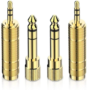 6.35mm Male to 3.5mm Female Audio Adapter and 3.5mm Male to 6.35mm Female Jack Adapter Stereo TRS Headphone Plug Converter with 360° Grip Treads Gold Plated 4-Pack 6.35mm Male to 3.5mm Female Audio Adapter and 3.5mm Male to 6.35mm Female Jack Adapter Stereo TRS Headphone Plug Converter with 360° Grip Treads Gold Plated 4-Pack