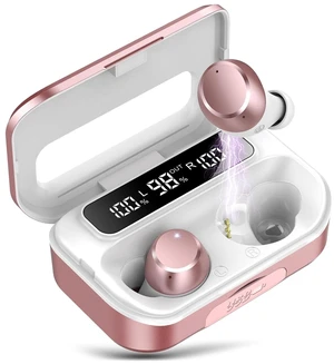 Q26 In-Ear Bluetooth 5.2 Earbuds True Wireless Stereo Headphones with Digital Battery Display Emergency Charging Case IPX4 Water Resistant 48-Hour Battery Life Calling and Music Playback Pink Q26 In-Ear Bluetooth 5.2 Earbuds True Wireless Stereo Headphones with Digital Battery Display Emergency Charging Case IPX4 Water Resistant 48-Hour Battery Life Calling and Music Playback Pink