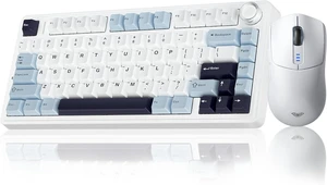 F75 75% Mechanical Keyboard and Mouse Combo Hot-Swappable Tri-Mode Wireless Keyboard with BT5.0/2.4GHz/USB 4000mAh Battery SC580 Wireless Gaming Mouse with 1000Hz Polling 6 DPI Levels White F75 75% Mechanical Keyboard and Mouse Combo Hot-Swappable Tri-Mode Wireless Keyboard with BT5.0/2.4GHz/USB 4000mAh Battery SC580 Wireless Gaming Mouse with 1000Hz Polling 6 DPI Levels White