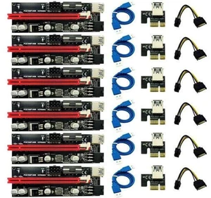 Ver009S PCI-E Riser Adapter Card USB 3.0 Extender Board 1X 4X 8X 16X with SATA 15Pin to 6 Pin Power Cable 4Pin and 6Pin Connectors Gold Plated Contacts LED Indicators Solid Capacitors 6Pcs Ver009S PCI-E Riser Adapter Card USB 3.0 Extender Board 1X 4X 8X 16X with SATA 15Pin to 6 Pin Power Cable 4Pin and 6Pin Connectors Gold Plated Contacts LED Indicators Solid Capacitors 6Pcs