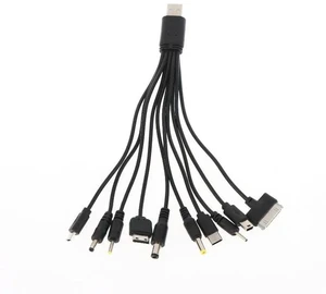 10-in-1 USB Charging Cable Universal Micro USB Charger Adapter Wire DC Plug Mobile Phone Charging Cord Phone Charger Cable USB Power Cable for Phones 20cm