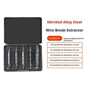 Double-End Screw Extractor Set 4341 High Speed Steel Nitride Black Broken Bolt Remover Tool Kit for Stripped Slipped Damaged Rusted and Stuck Screws and Bolts Fluted Grip Design Double-End Screw Extractor Set 4341 High Speed Steel Nitride Black Broken Bolt Remover Tool Kit for Stripped Slipped Damaged Rusted and Stuck Screws and Bolts Fluted Grip Design