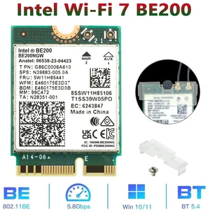 BE200NGW Wi-Fi 7 Wireless LAN Card Bluetooth 5.4 Adapter Tri-Band 2.4/5/6 GHz 5.8 Gbps Wireless Network Adapter Bluetooth Card For Windows 11 PC Laptop BE200NGW Wi-Fi 7 Wireless LAN Card Bluetooth 5.4 Adapter Tri-Band 2.4/5/6 GHz 5.8 Gbps Wireless Network Adapter Bluetooth Card For Windows 11 PC Laptop