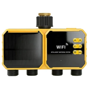 WiFi Solar-Powered Four-Valve Micro-Sprinkler Irrigation Timer Garden Watering Controller for Pool and Vegetable Patch Irrigation Wireless Four-Valve Water Control System WiFi Solar-Powered Four-Valve Micro-Sprinkler Irrigation Timer Garden Watering Controller for Pool and Vegetable Patch Irrigation Wireless Four-Valve Water Control System